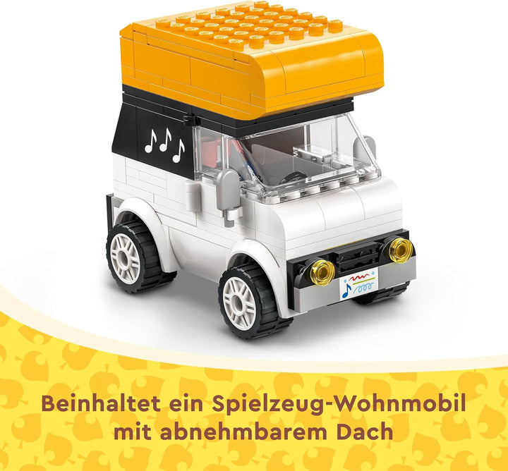 LEGO Animal Crossing K.K. spielt auf dem Festplatz, Bauspielzeug mit Café und Auto aus den Videospie