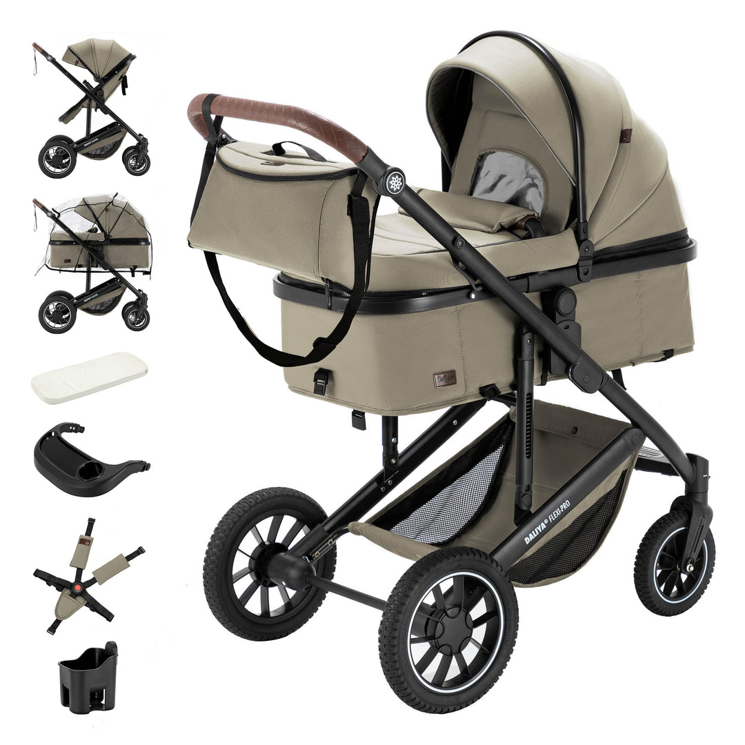Daliya® FLEXI-PRO M 2in1 Kinderwagen &amp; Buggy (Beige), Beige