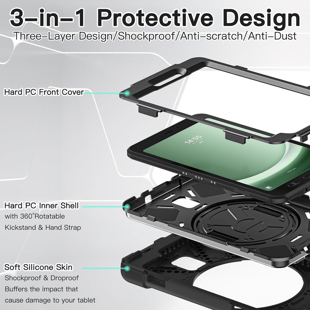 BRAECN Samsung Galaxy Tab Active 5/Tab Active 3 Hülle 8 Zoll SM-X300/X306B/T570/T575, Stossfeste Rob