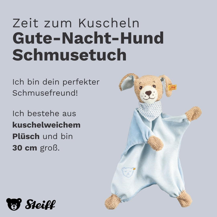 Steiff 239694 Gute-Nacht-Hund Schmusetuch Plüschtier, Mehrfarbig, Medium, Mehrfarbig