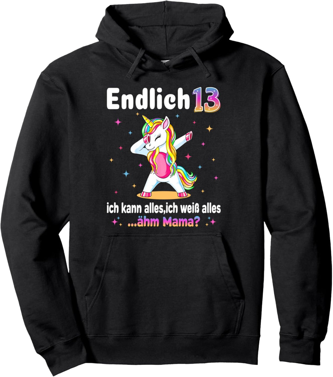 13 Geburtstag Mädchen 13 Jahre Party Outfit Lustiges Einhorn Pullover Hoodie