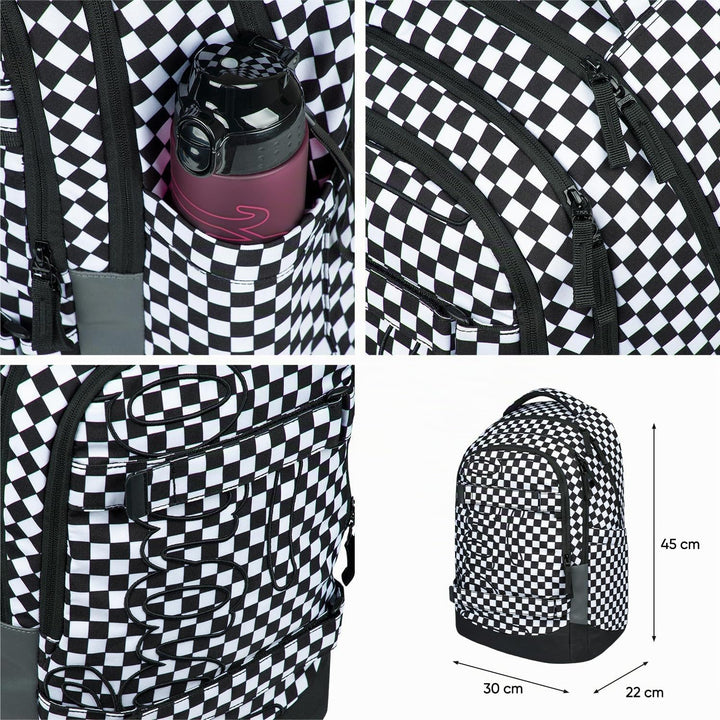 Baagl Schulrucksack Set Jungen Mädchen Teenager 3 Teilig, Skateboard Rucksack Skate MAX, Schultasche