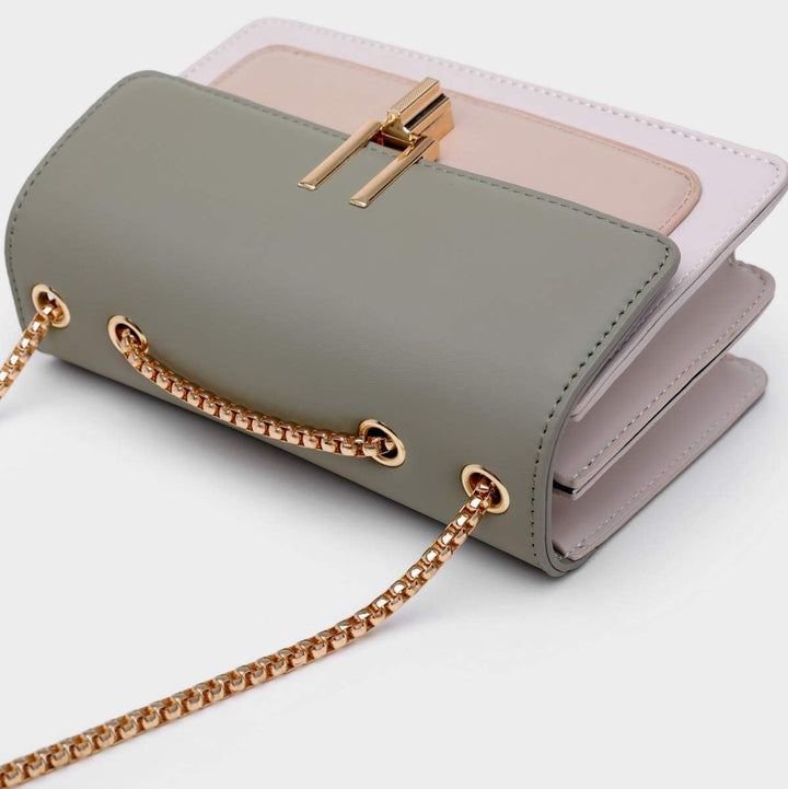 Umhängetasche Damen Leder Kette Schulterriemen Designer Handtaschen Color-Blocking Mode Tasche Schul