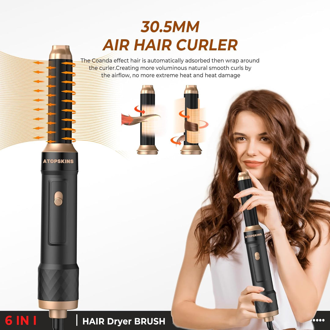 Pro Haarstyler Warmluftbürste Hair Styler Set Hairstyler 6 in 1, Atopskins 6 In 1 Air Styler Set, Fö