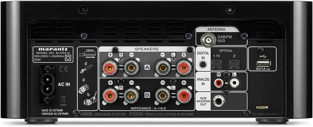 Marantz Melody (M-CR412) HiFi Anlage, CD-Player, DAB+ Radio, Bluetooth, 2 Optische TV-Eingänge, USB-