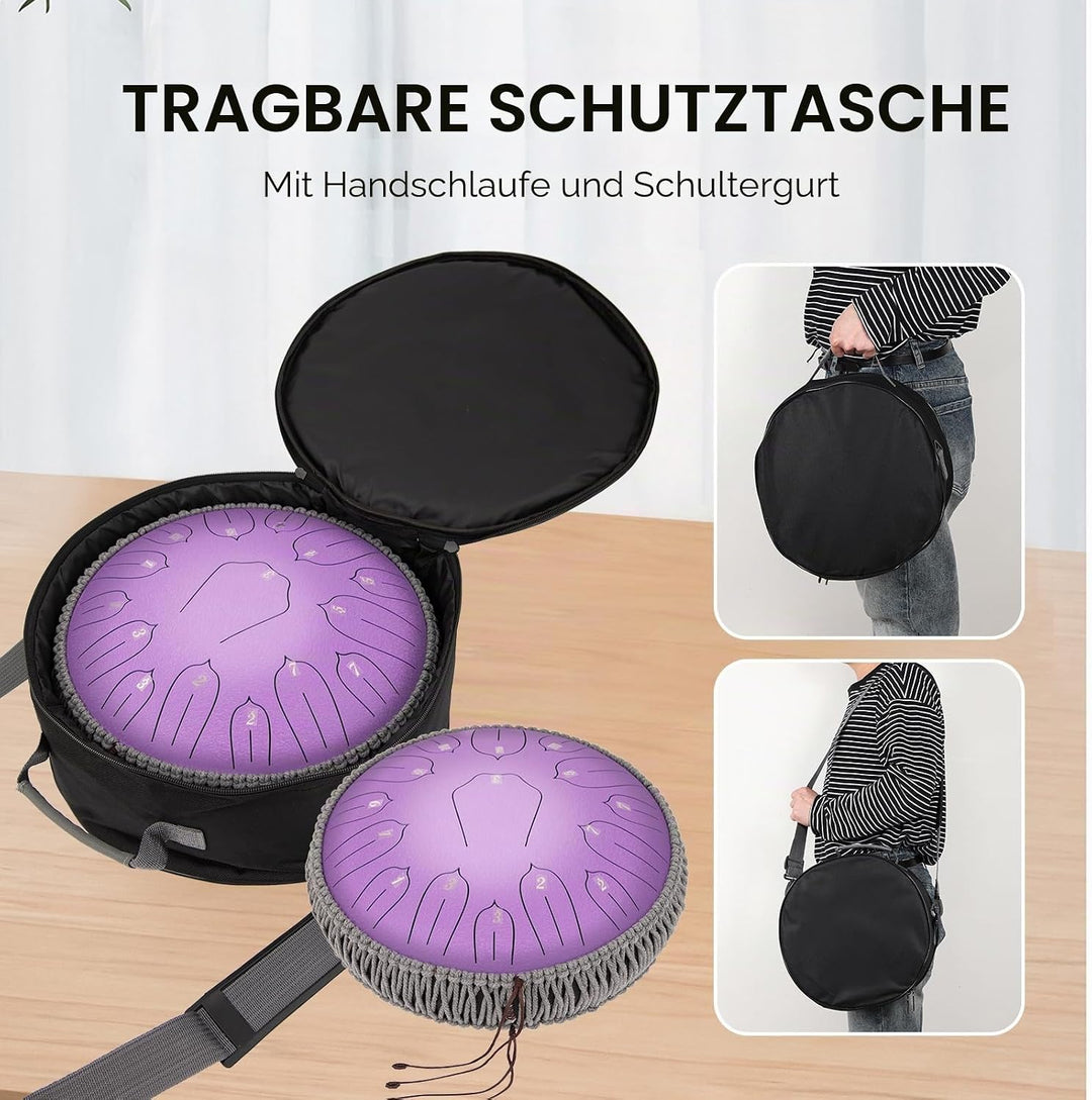 Musfunny Zungentrommel Handpan Steel Tongue Drum: 12 Zoll 15 Tone Stahlzungentrommel D-Dur Handpan I