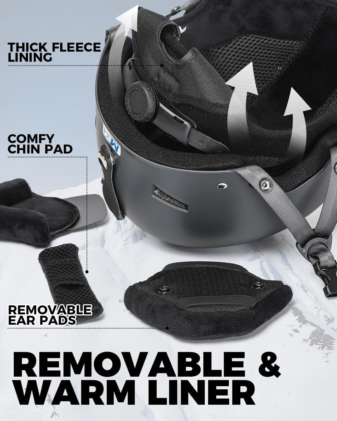 Victgoal Skihelm Herren Damen mit Warme Flusen-Ohrpolster, Gute Belüftung Sicherheits Snowboard Helm