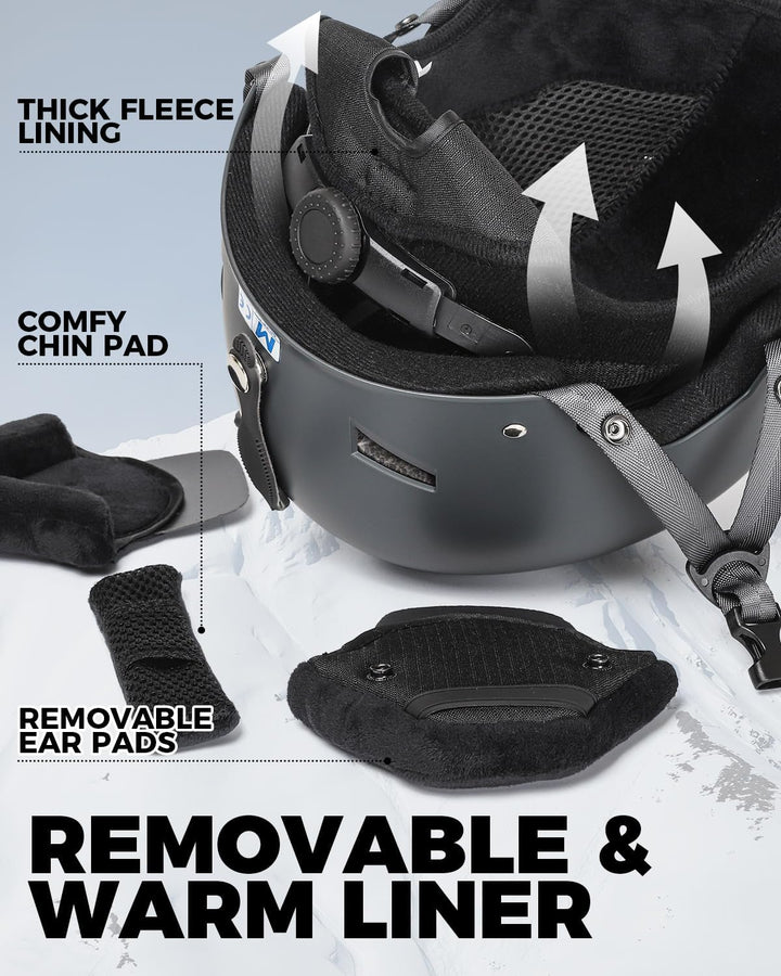 Victgoal Skihelm Herren Damen mit Warme Flusen-Ohrpolster, Gute Belüftung Sicherheits Snowboard Helm