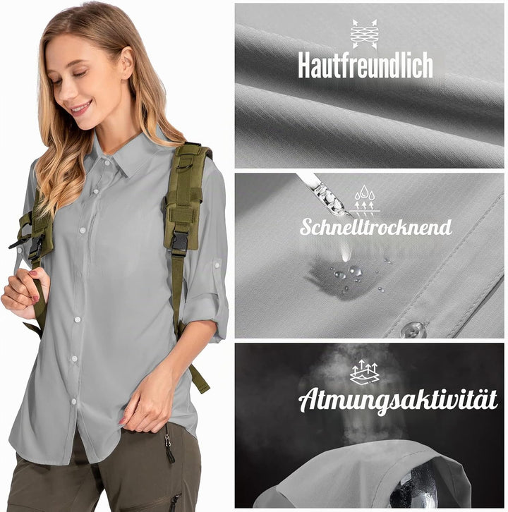 yeyity Damen Hemdbluse UV Schutz Langarmshirt Damen Schnell Trocknende Sport Shirts Wandershirt Safa