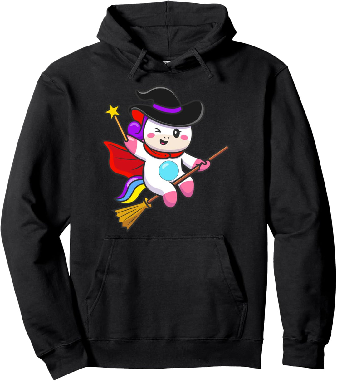 Niedliches Halloween Einhorn Hexe Magisch Pullover Hoodie