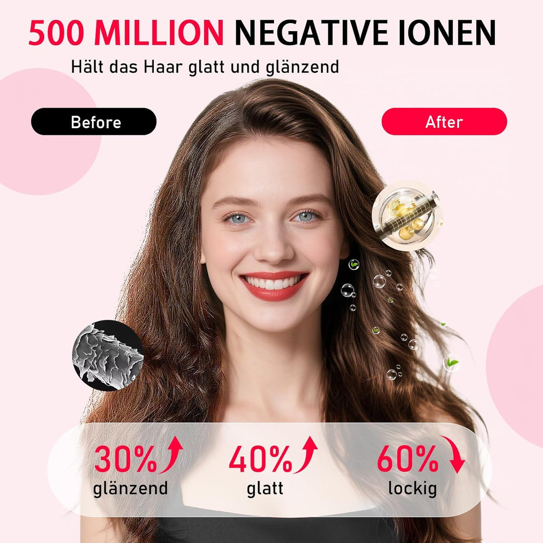 Air Lockenstab und Glätteisen 2-in-1, 360° Kaltluft-Welleneisen für Haare, Schnelle Locken, Ionen Cu