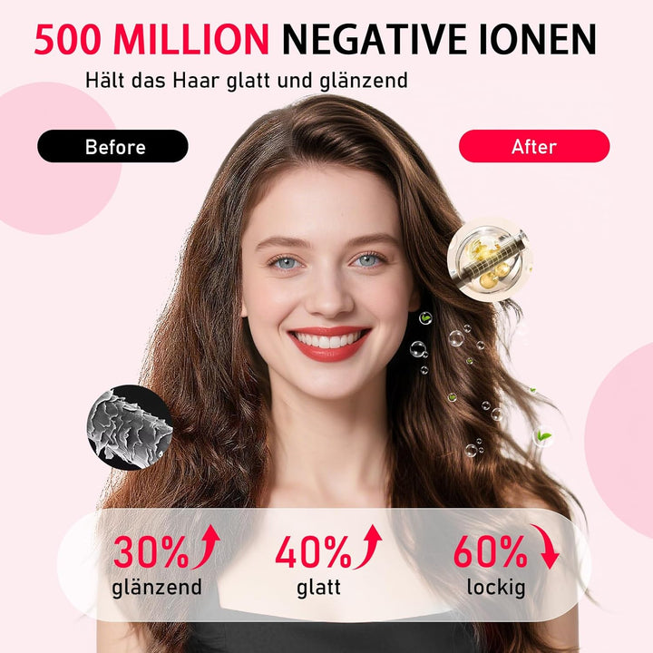 Air Lockenstab und Glätteisen 2-in-1, 360° Kaltluft-Welleneisen für Haare, Schnelle Locken, Ionen Cu