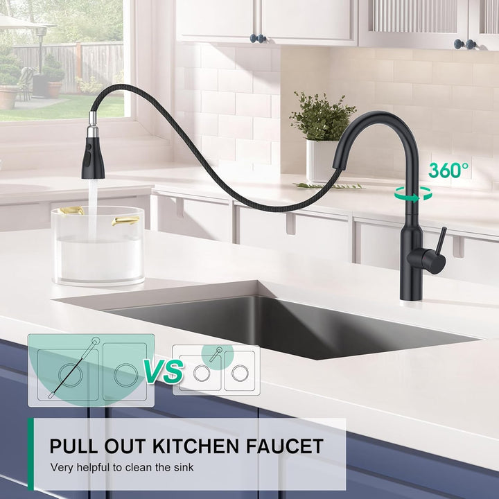 CREA Touch Sensor Wasserhahn Armatur Küche Ausziehbar, Küchenarmatur mit Brause Drei Wasserstrahlart