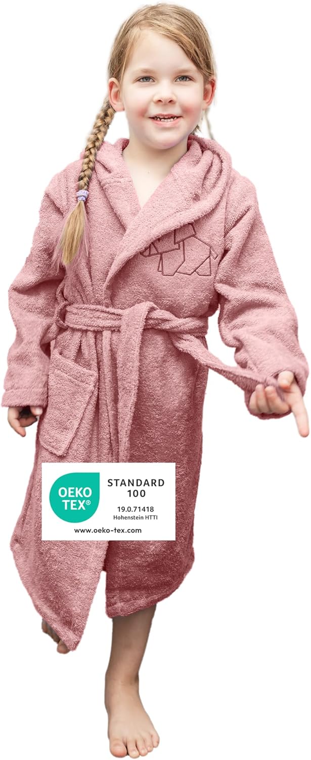 ULLENBOOM Bademantel Kinder, Frottee aus 100% Baumwolle (OEKO-TEX zertifiziert), Made in EU - Badeha