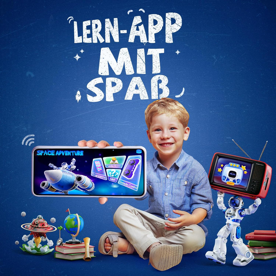 Ruko 6088 Programmierbarer Roboter mit App-Steuerung, Fernbedienung und Gestensteuerung, Wiederaufla