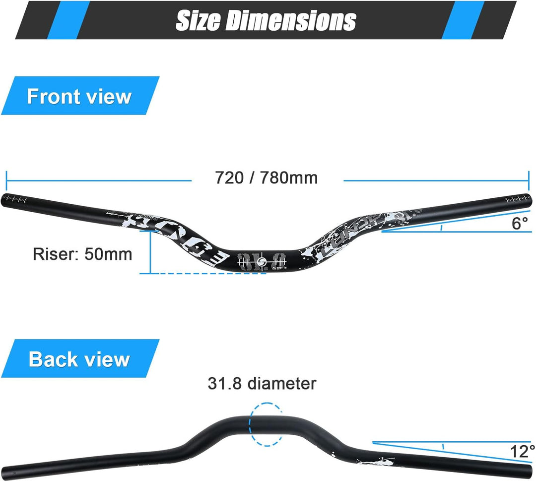 ROADNADO MTB Riser Lenker 31.8mm Aluminiumlegierung Fahrrad Lenker Riser 50mm Extra Langer Mountainb