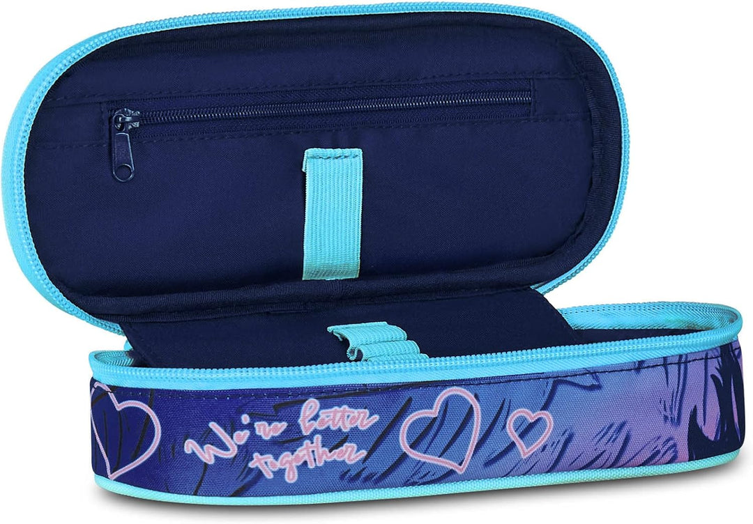 Seven Lilo & Stitch Federmäppchen Schule Round Plus, hellblau und rosa, ovales Federmäppchen mit Gum