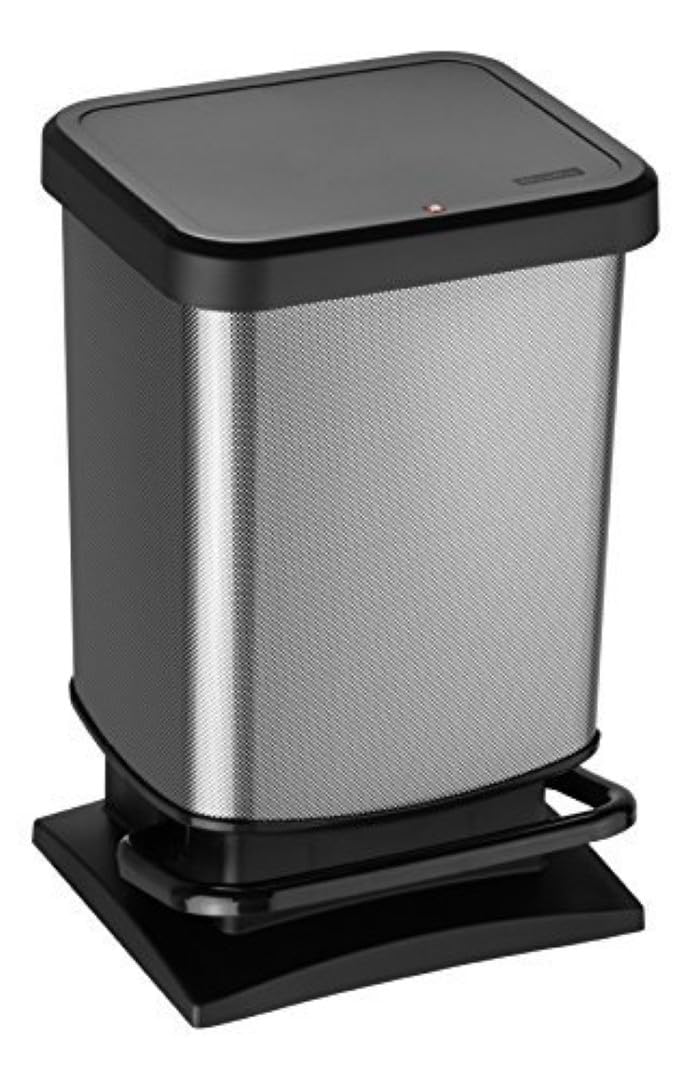 Rotho Paso Mülleimer 20l mit Pedal und Deckel, Kunststoff (PP) BPA-frei, carbonmetallic, 20l (29.3 x