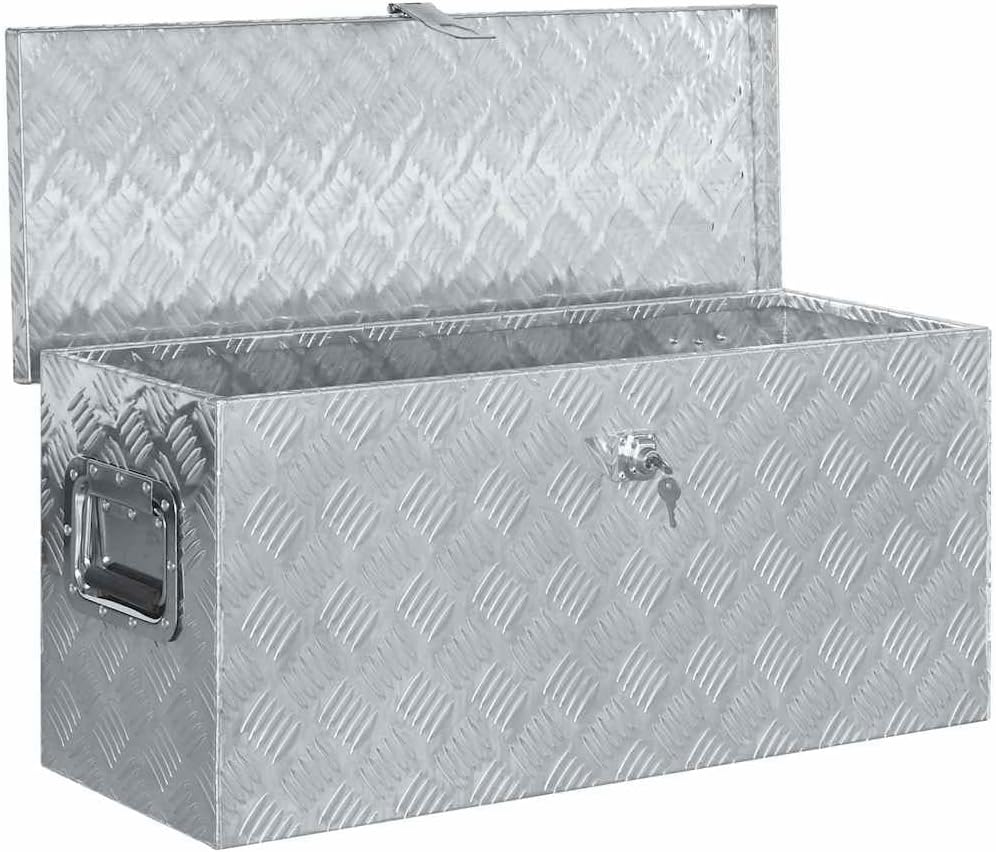 vidaXL Aluminiumkiste 80x30x35cm Alu Box Koffer Werkzeugbox Transportkiste 80 x 30 x 35 cm Silber, 8
