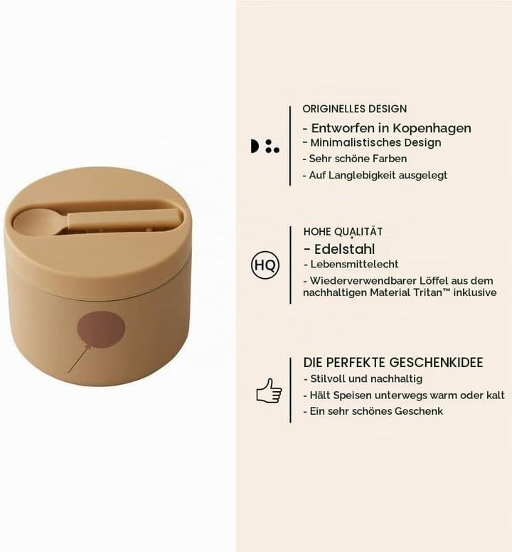 Design Letters thermobehälter für essen mit löffel | warmhaltebehälter essen für müslibecher, joghur