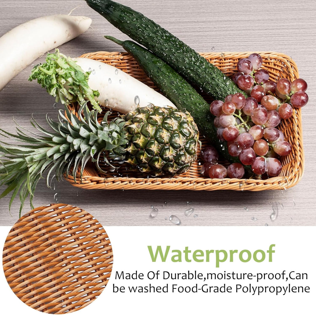 2er Set Brotkörbchen Brotkorb Geflochten 35 x 25 x 7 cm Körbchen aus Polypropylen,Geschenkkorb,Flech