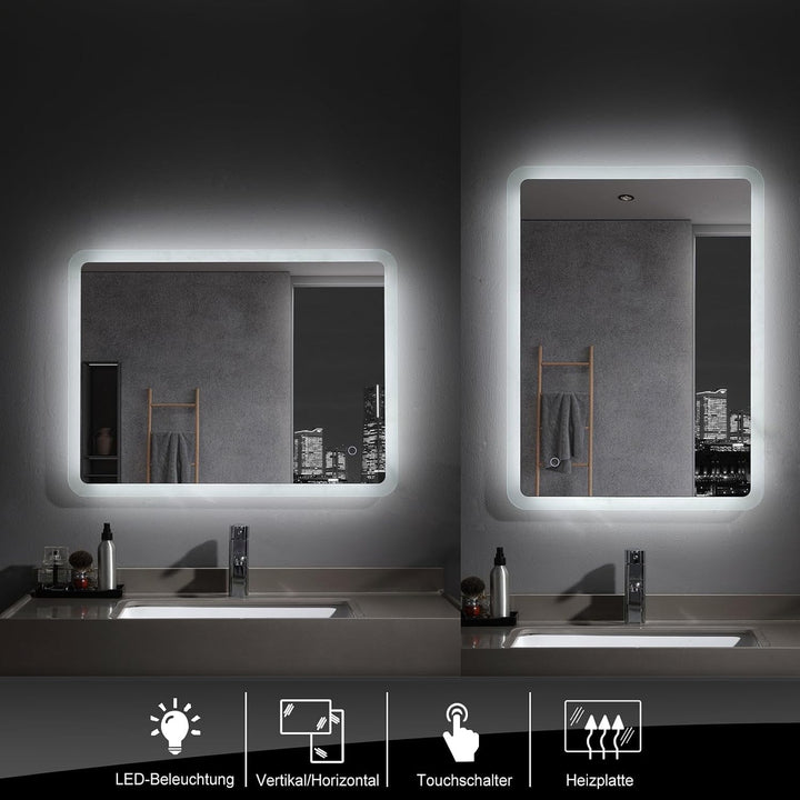 MEESALISA Badspiegel 120x70 cm mit Beleuchtung Badezimmer grosser Wandspiegel Led Spiegel mit Touch
