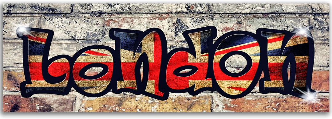 Feeby Frames, Leinwandbild, Bilder, Wand Bild, Wandbilder, Kunstdruck 30x90cm, LONDON, MAUER, WAND,