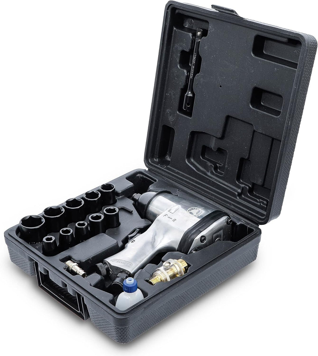 BGS Diy 3211 | Druckluft-Schlagschrauber mit Werkzeugsatz | 12,5 mm (1/2") | 312 Nm | 16-tlg.