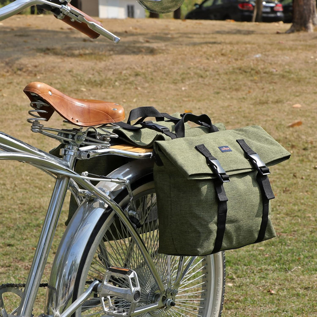 TOURBON Nylon doppelte Fahrradtasche Schultertaschen Rear Rack Stamm Motorrad Tail Sitz Fahrradtasch