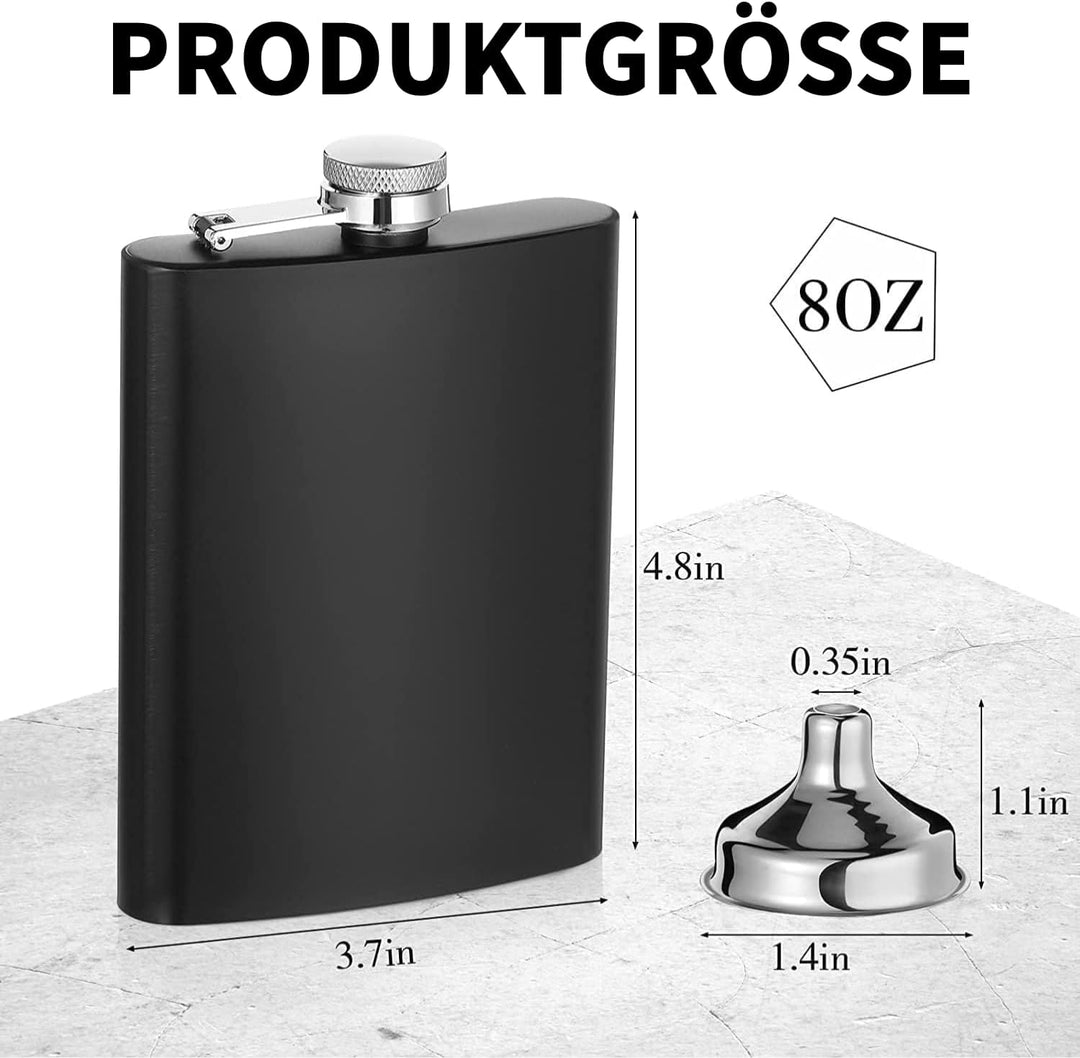 6 Stück Edelstahl Flachmann für Männer, 8 oz/ 220 ml Tragbarer Taschenflachmann, Edelstahl Auslaufsi