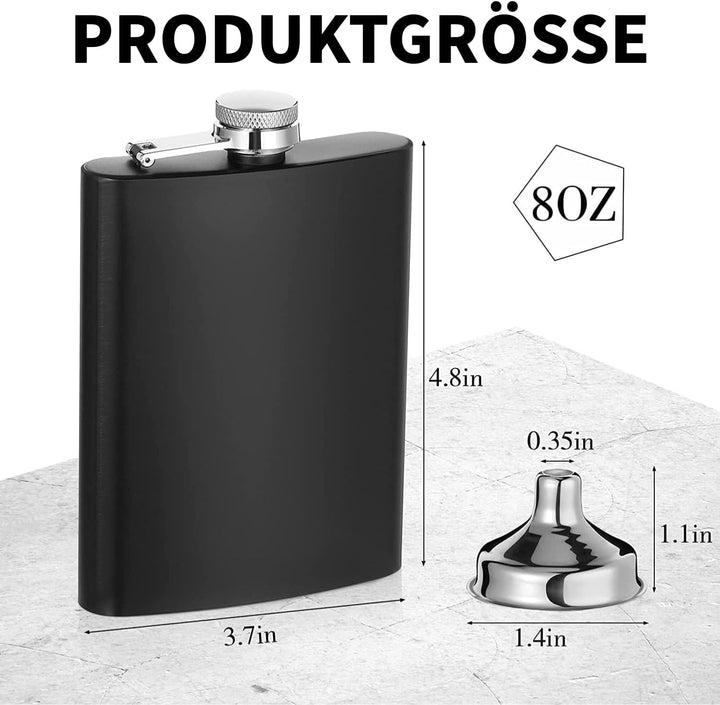 6 Stück Edelstahl Flachmann für Männer, 8 oz/ 220 ml Tragbarer Taschenflachmann, Edelstahl Auslaufsi