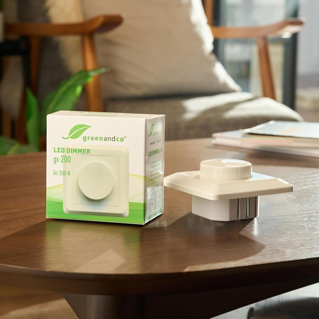 greenandco® gc-200 Unterputz LED und Halogen Dimmer 1-200 Watt, auch für herkömmliche Leuchtmittel u