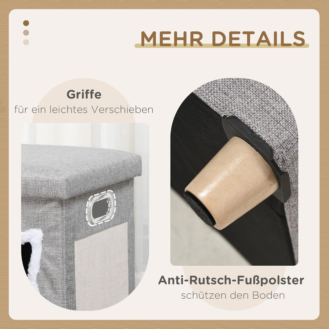 PawHut Katzenhöhle Katzenbett mit waschbarem Kissen, Kratzmatte, Spielball, Anti-Rutsch-Fussmatten K