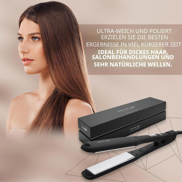 Corioliss | Glätteisen | Extra Breite Titanplatten Anti Frizz | Haarglätter Locken und Glätten | Pro