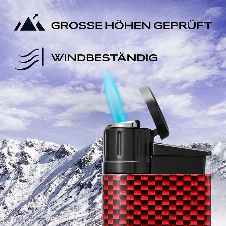 Colibri Evo Sturmfeuerzeug - Windbeständig - Extragrosse Einstellrad - Jet Feuerzeug Mit Einzel Jetf