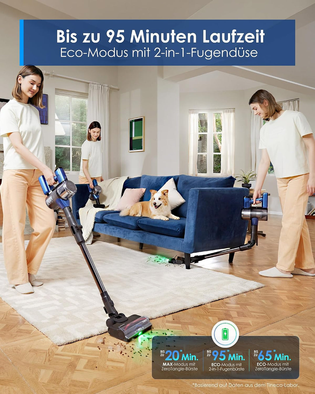 Tineco Pure ONE S50 Pro Akku Staubsauger, 200AW Starke Saugleistung, iLoop Sense, Faltbarer Rohr, bi
