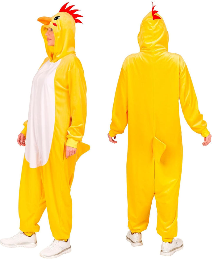 W WIDMANN MILANO Party Fashion - Tier Overall für Erwachsene, weicher Plüsch Jumpsuit mit Kapuze, Ti