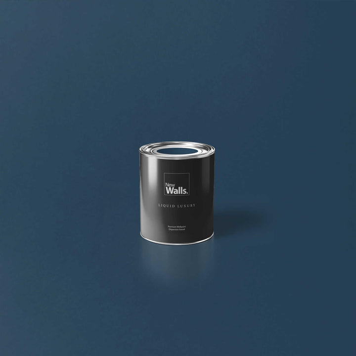 New Walls Premium Wandfarbe Blau, Dunkelblau Liquid Luxury Dispersionsfarbe für Innenräume – 1 L 100