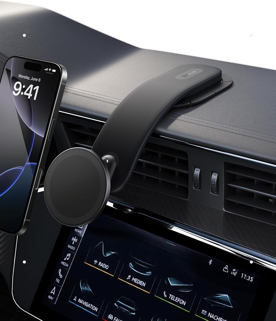 Anker Nano abnehmbare Autohalterung, 360° einstellbare Auto-Handyhalterung mit Alu-Halterung und Mag