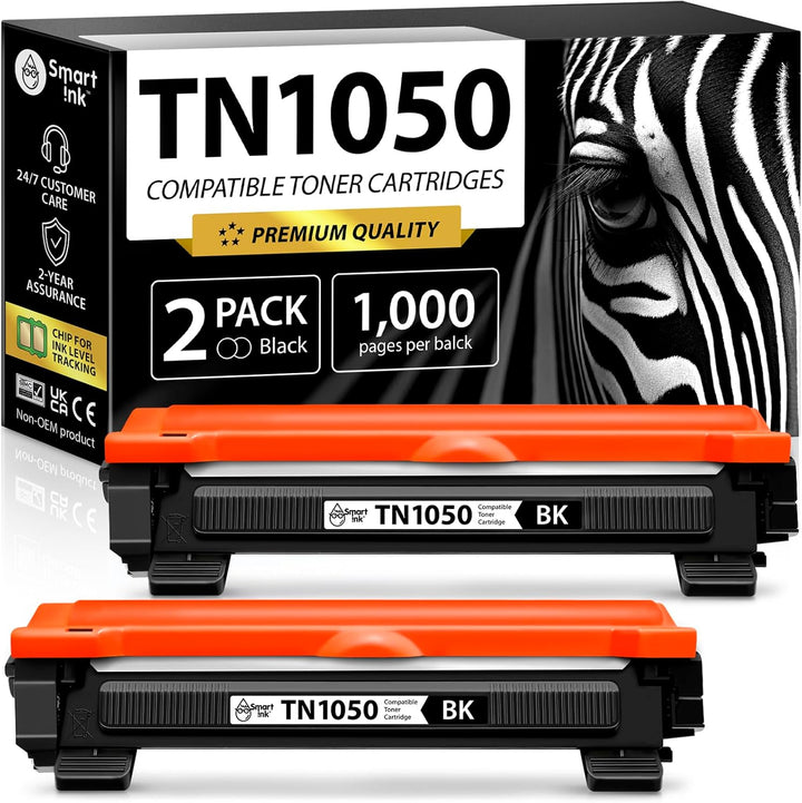 Smart Ink kompatible Tonerkartusche als Ersatz für Brother TN1050 TN-1050 TN 1050 (2 Schwarz Multipa