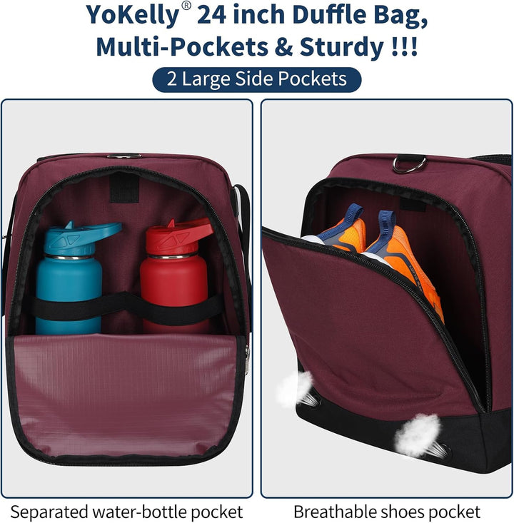 65L Sporttasche Herren Gross - 24 inch Grosse Reisetasche Duffle Bag mit Hartem Boden und Schuhfach