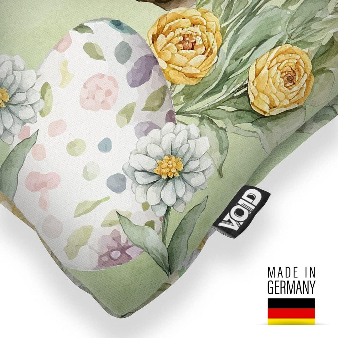 VOID Hase Blumen Ostereier 80x80 Kissenhülle Polyester Zierkissen Couchkissen Ostern Osterdeko Deko