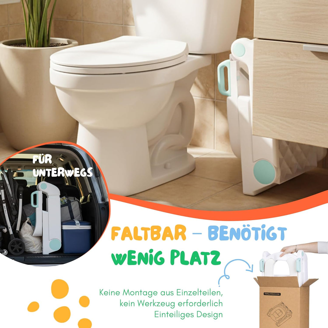 Toilettensitz Kinder mit Treppe Blau ab 1,5 Jahren - 2-in-1 Toilettentreppe für Jungen und Mädchen -
