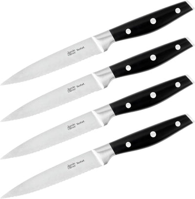 Tefal Jamie Oliver K26708 Steakmesserset 24cm 4-teilig, Edelstahl Steakbesteck Set für 4 Personen, S