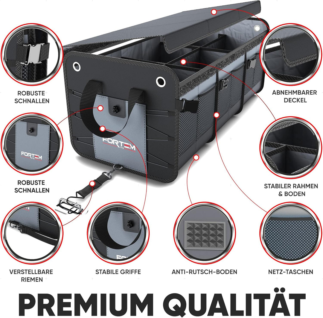 Fortem Kofferraum Organizer, Kofferraumtasche, Zusammenklappbarer Auto Organizer Kofferraum mit Fäch