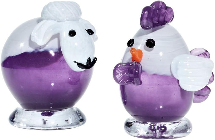 CRISTALICA Glasfigur Schaf lila/weiss 10,5cm