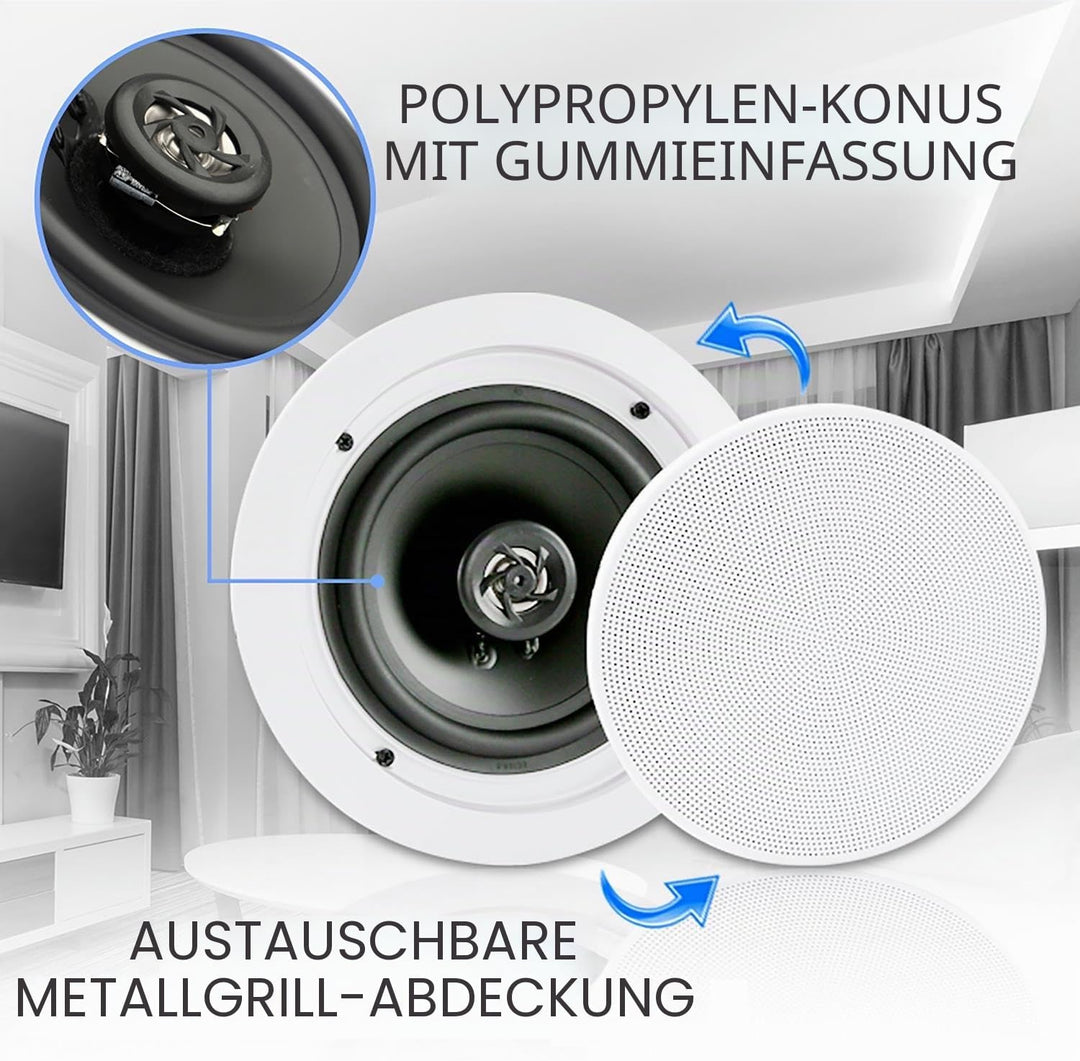 Pyle Paar 16,5 cm Bluetooth Flush Mount Unterputzkabel Decken-2-Wege-Universal Home Lautsprecher Sys