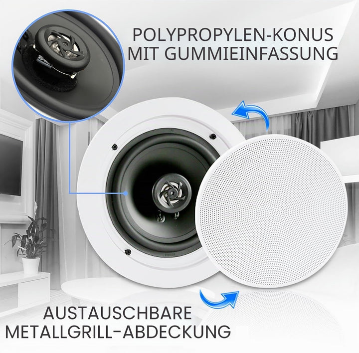 Pyle Paar 16,5 cm Bluetooth Flush Mount Unterputzkabel Decken-2-Wege-Universal Home Lautsprecher Sys