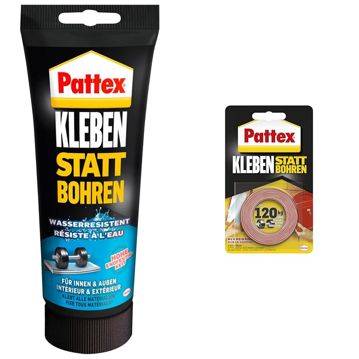 Pattex Montagekleber Kleben statt Bohren Wasserresistent, Kraftkleber für innen & aussen, universell