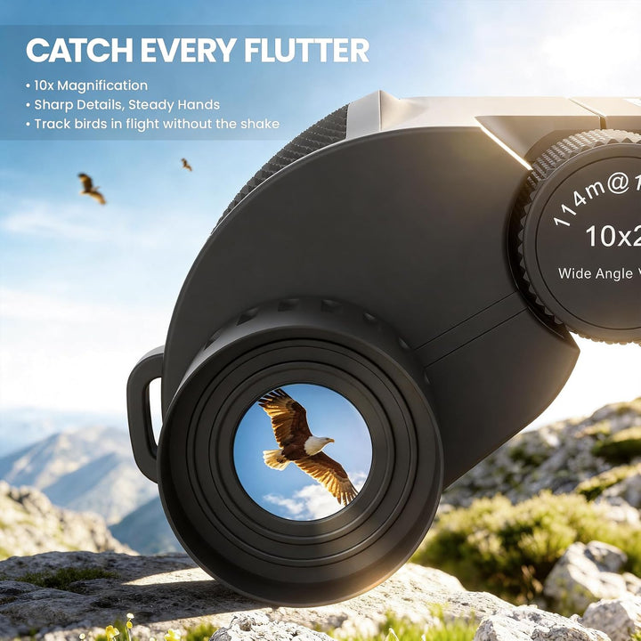 Aurosports 10x25 Kompakt Fernglas Kinder Erwachsene - Ferngläser Klein mit Nachtsicht Schwachem Lich
